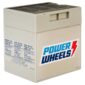 A Power Wheels 12 Volt Battery Grey NEW with label details on a white background.