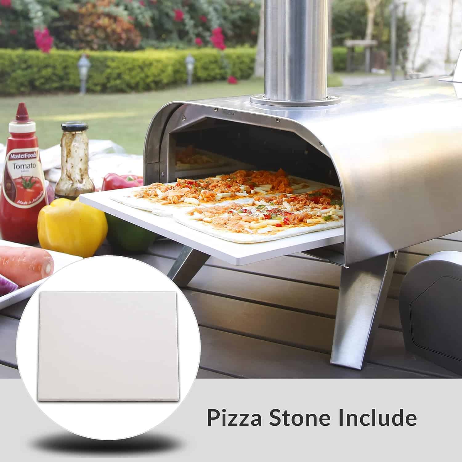 BIG HORN OUTDOORS 12 Inch Wood Pellet Burning Pizza Oven, Portable Stainless Steel Pizza Grill with Pizza Stone for Outside 4