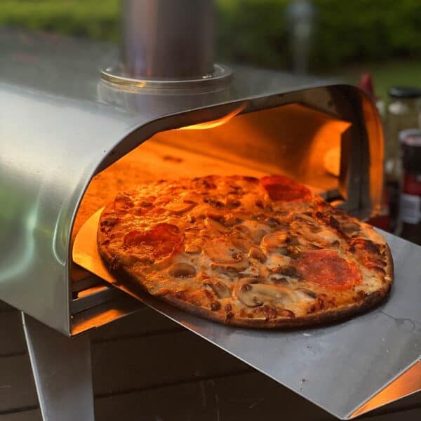 BIG HORN OUTDOORS 12 Inch Wood Pellet Burning Pizza Oven, Portable Stainless Steel Pizza Grill with Pizza Stone for Outside