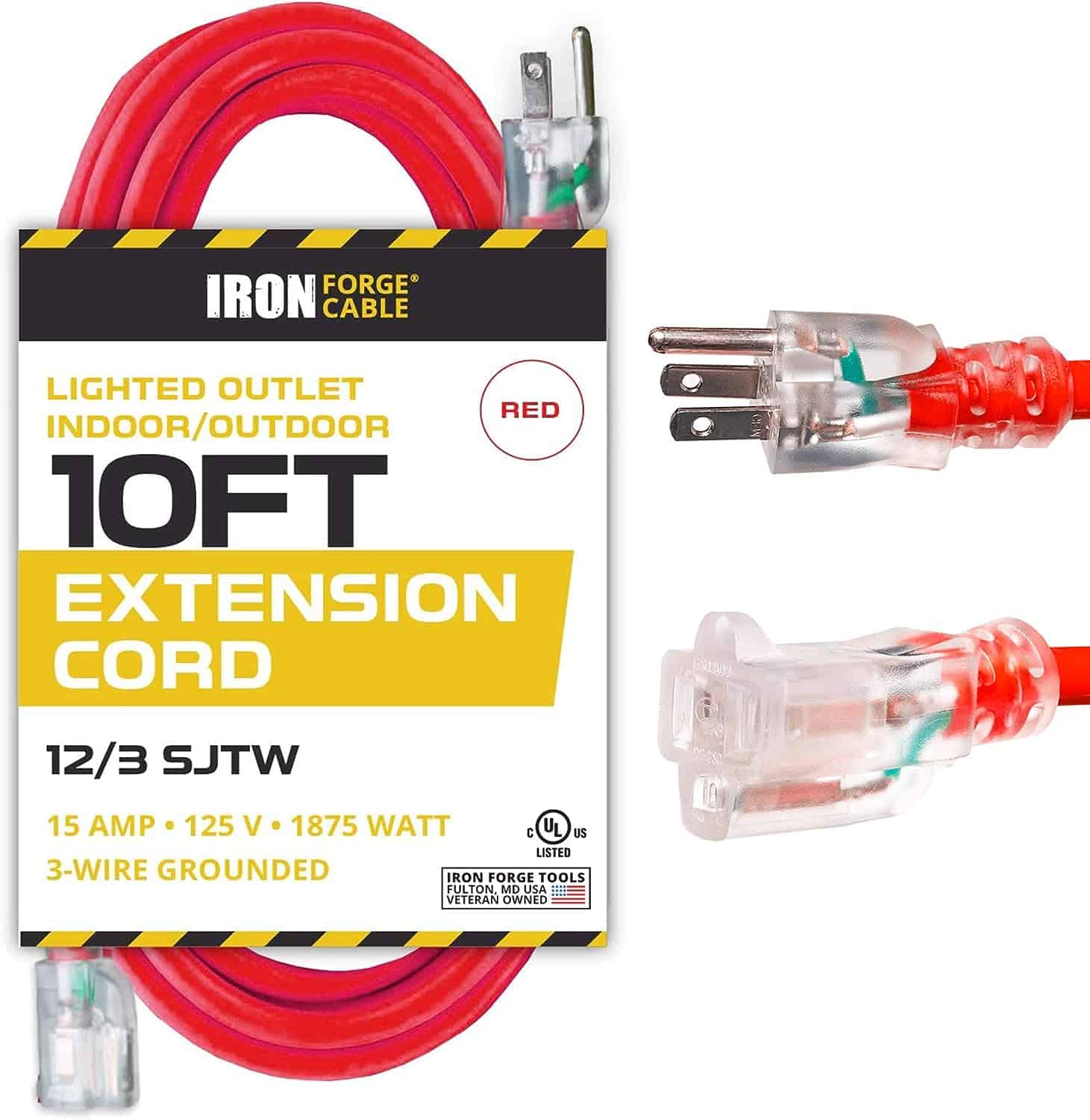 IRON-FORGE-12-Gauge-Extension-Cord-10-Ft-Lighted-Plug-12-AWG-Heavy-Duty-Extension-Cord-with-3-Prong-Construction-Grade-Red-Outdoor-Cord-12-3-SJTW-15AMP-Great-for-Major-Appliances-US-Veteran-Owned