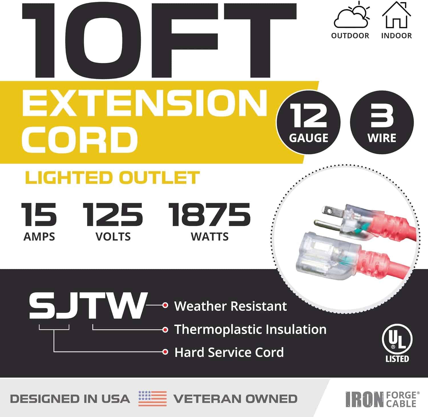 IRON-FORGE-12-Gauge-Extension-Cord-10-Ft-Lighted-Plug-12-AWG-Heavy-Duty-Extension-Cord-with-3-Prong-Construction-Grade-Red-Outdoor-Cord-12-3-SJTW-15AMP-Great-for-Major-Appliances-US-Veteran-Owned