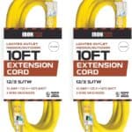 IRON-FORGE-CABLE-2-Pack-of-10-Foot-Outdoor-Extension-Cords-12-3-SJTW-Heavy-Duty-Lighted-Yellow-Extension-Cable-Set-15-AMP