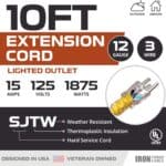 IRON-FORGE-CABLE-2-Pack-of-10-Foot-Outdoor-Extension-Cords-12-3-SJTW-Heavy-Duty-Lighted-Yellow-Extension-Cable-Set-15-AMP