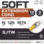 IRON-FORGE-CABLE-2-Pack-of-50-Ft-Outdoor-Extension-Cords-12-3-SJTW-Heavy-Duty-Yellow-3-Prong-Extension-Cable-15-AMP-Great-for-Garden-and-Major-Appliances