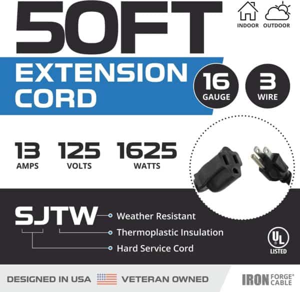 Iron-Forge-50-Ft-Extension-Cord-16-3-Black-50-Foot-Extension-Cord-Indoor-Outdoor-Use-3-Prong-Weatherproof-Exterior-Extension-Cord-Great-for-Garden