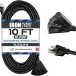 Iron-Forge-Cable-10-Ft-Black-Extension-Cord-with-3-Outlet-16-3-Weatherproof-10-Outdoor-Extension-Cord-Multiple-Outlet-10-Foot-3-Prong-Cable-for-LAN.