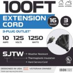 Iron-Forge-Cable-100ft-Extension-Cord-with-3-Outlet-16-3-Weatherproof-100-ft-Black-Extension-Cord-with-Multiple-Outlets-3-Prong-for-Landscaping-Lawn