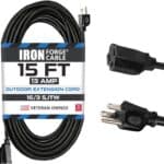 Iron Forge Cable 15 Foot Black Outdoor Extension Cord 16 3 Black 15 Ft Extension Cord Indoor Outdoor Use 3 Prong Weatherproof Exterior Extension Co 1