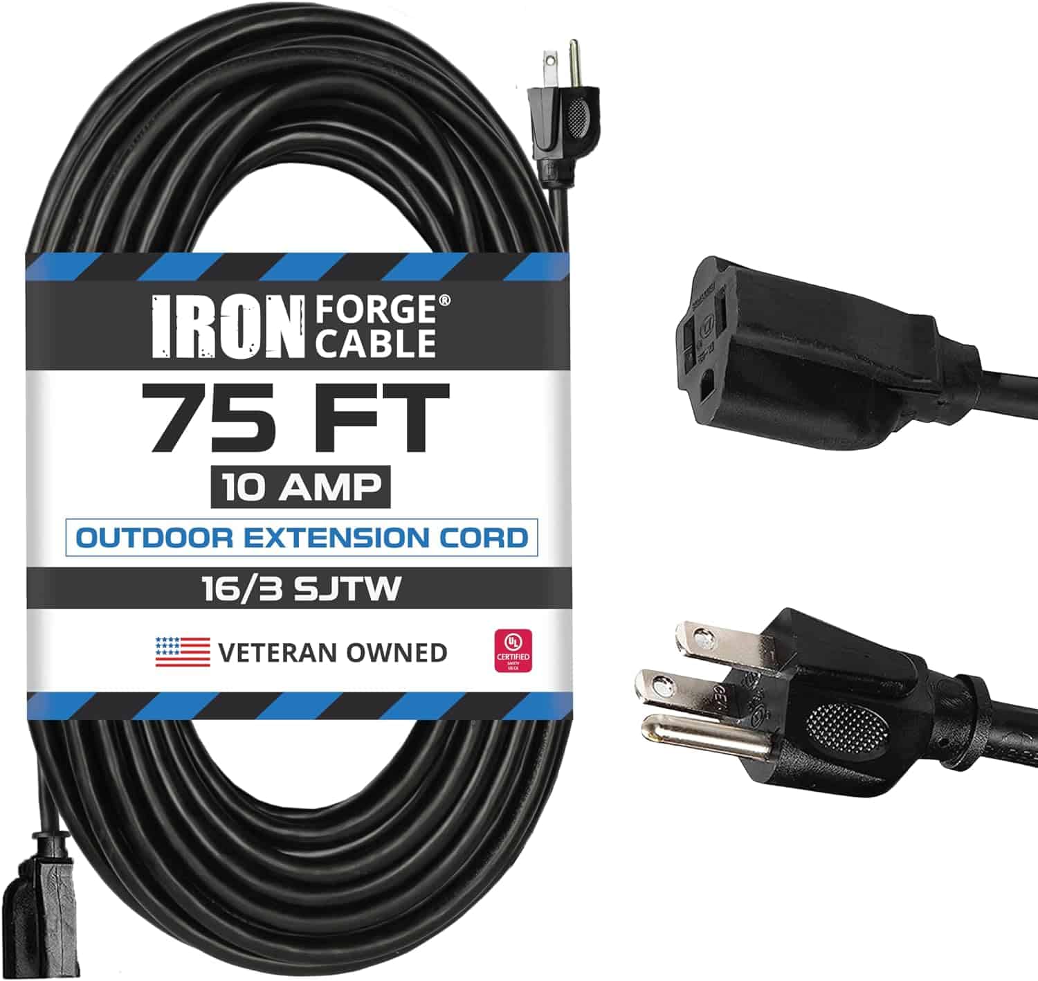 Iron-Forge-Cable-75-Ft-Outdoor-Extension-Cord-16-3-Black-75-Foot-Extension-Cord-Indoor-Outdoor-Use-3-Prong-Weatherproof-Exterior-Extension-Cord