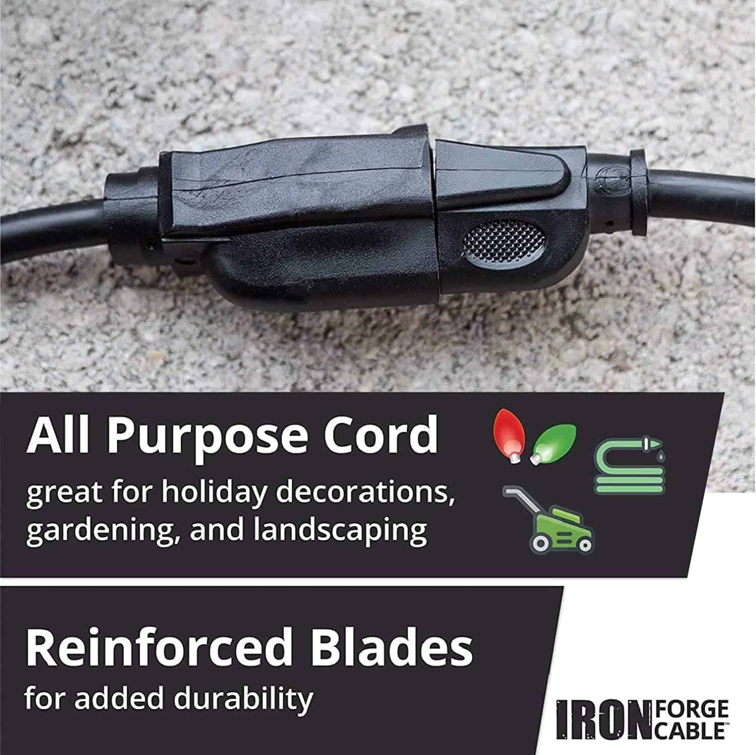 Iron Forge Cable 75 Ft Outdoor Extension Cord 16 3 Black 75 Foot Extension Cord Indoor Outdoor Use 3 Prong Weatherproof Exterior Extension Cord Gr 3