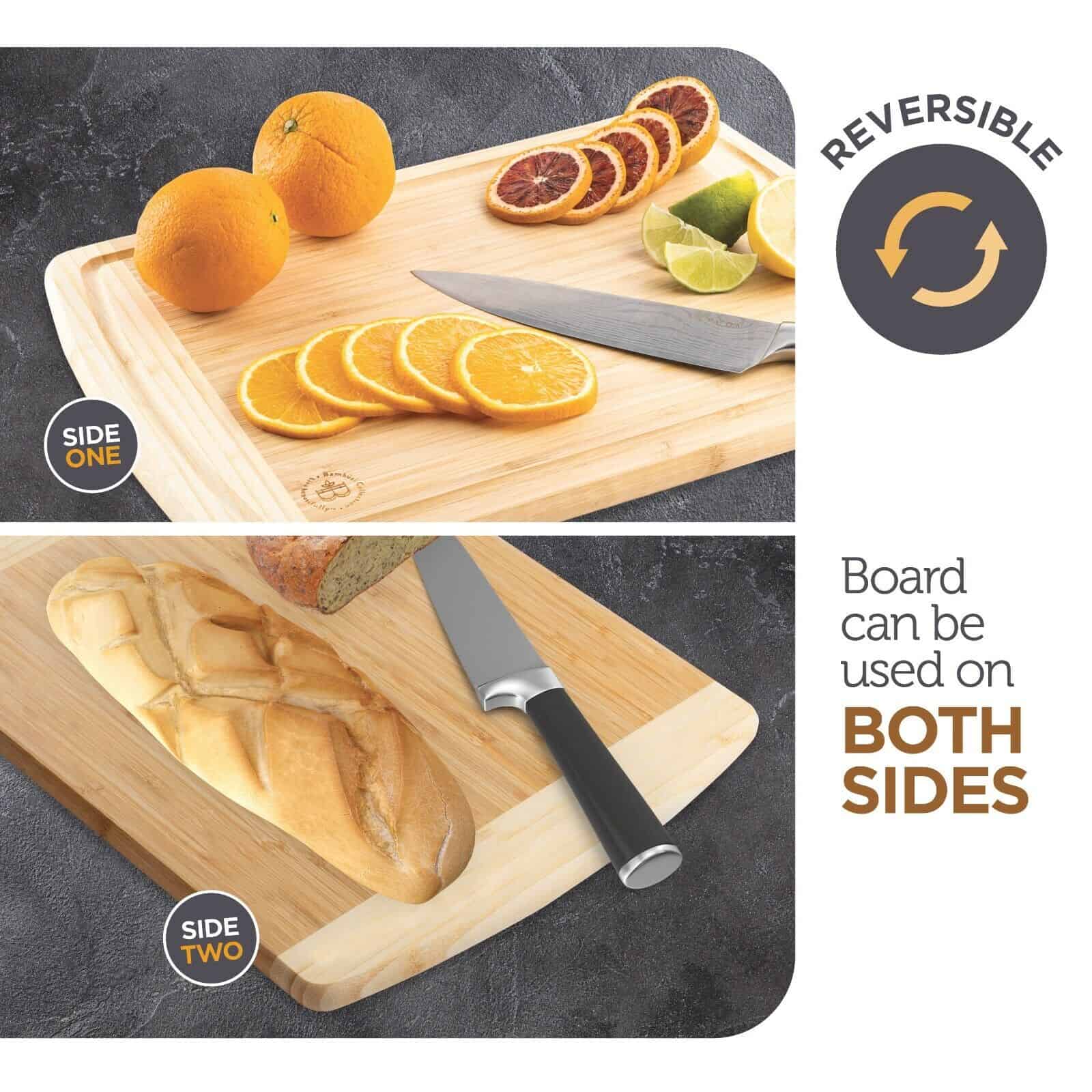 Premium Thick Bamboo Cutting Board Set of 2-Juice Grooves. By Bambusi 3