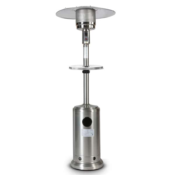 46000 BTU Propane Patio Heater Stainless Steel Free Cover Included with a round top reflector and adjustable height on a white background.
