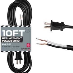 14-AWG-Replacement-Power-Cord-with-Open-End-10-Ft-Black-Extension-Cable-2-Wire-14-2-SJT