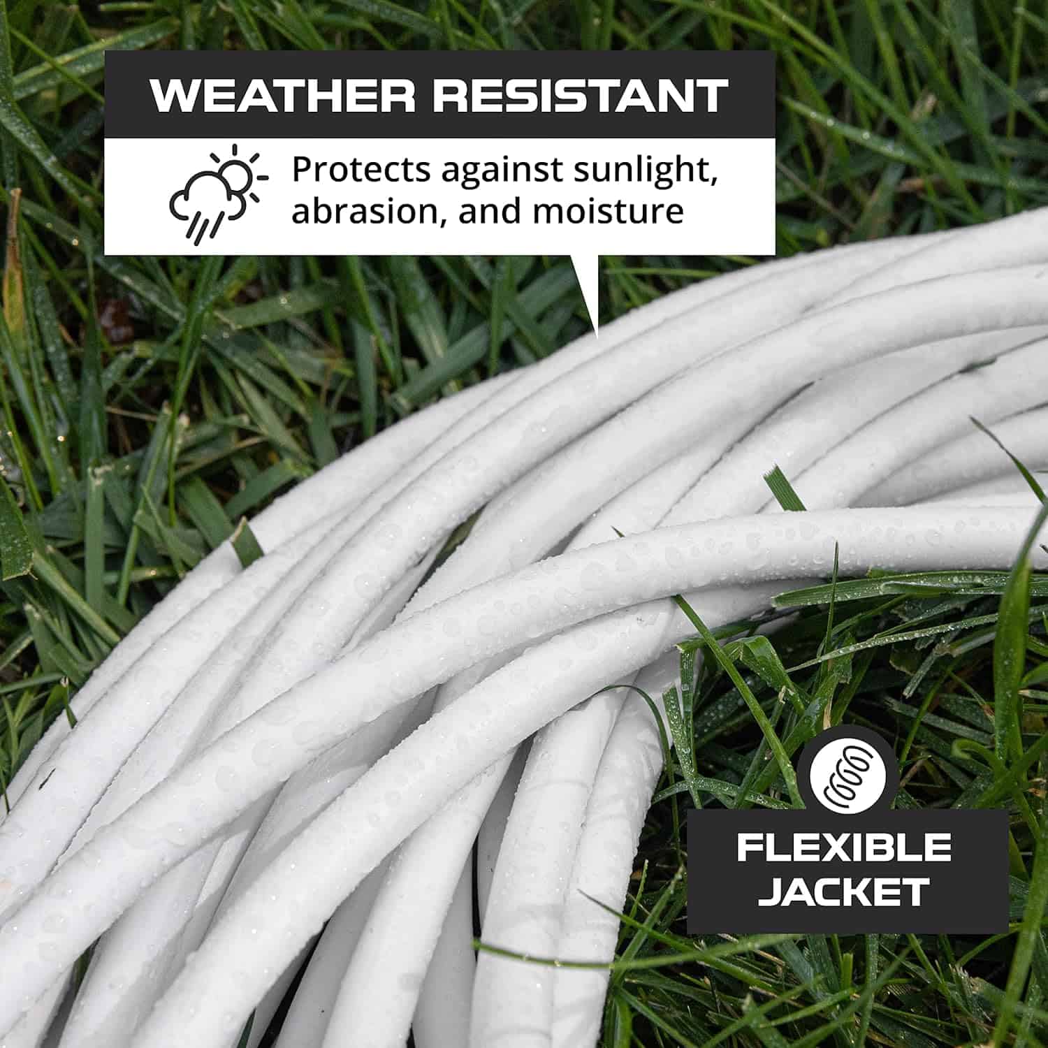 15 Ft White Extension Cord – 16 3 SJTW Durable Electrical Cable 3
