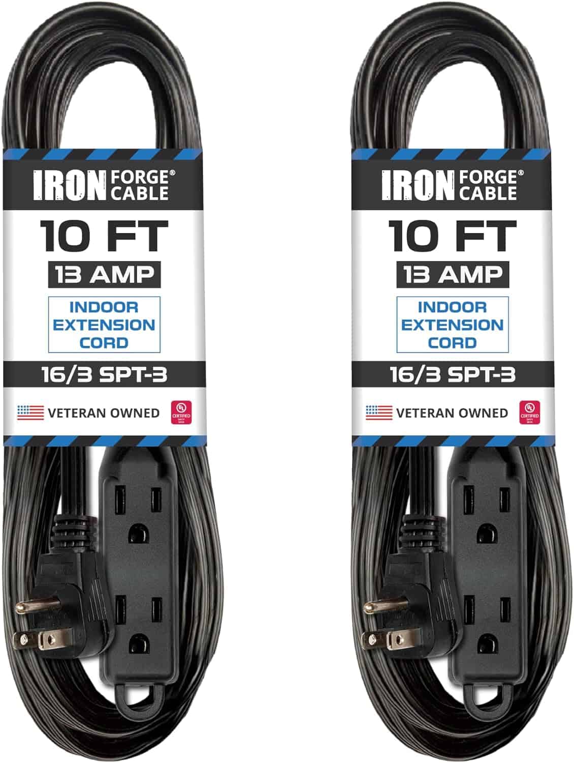 2-Pack-of-10-Ft-Extension-Cords-with-3-Electrical-Power-Outlets-16-3-Durable-Black-Extension-Cord-Pack