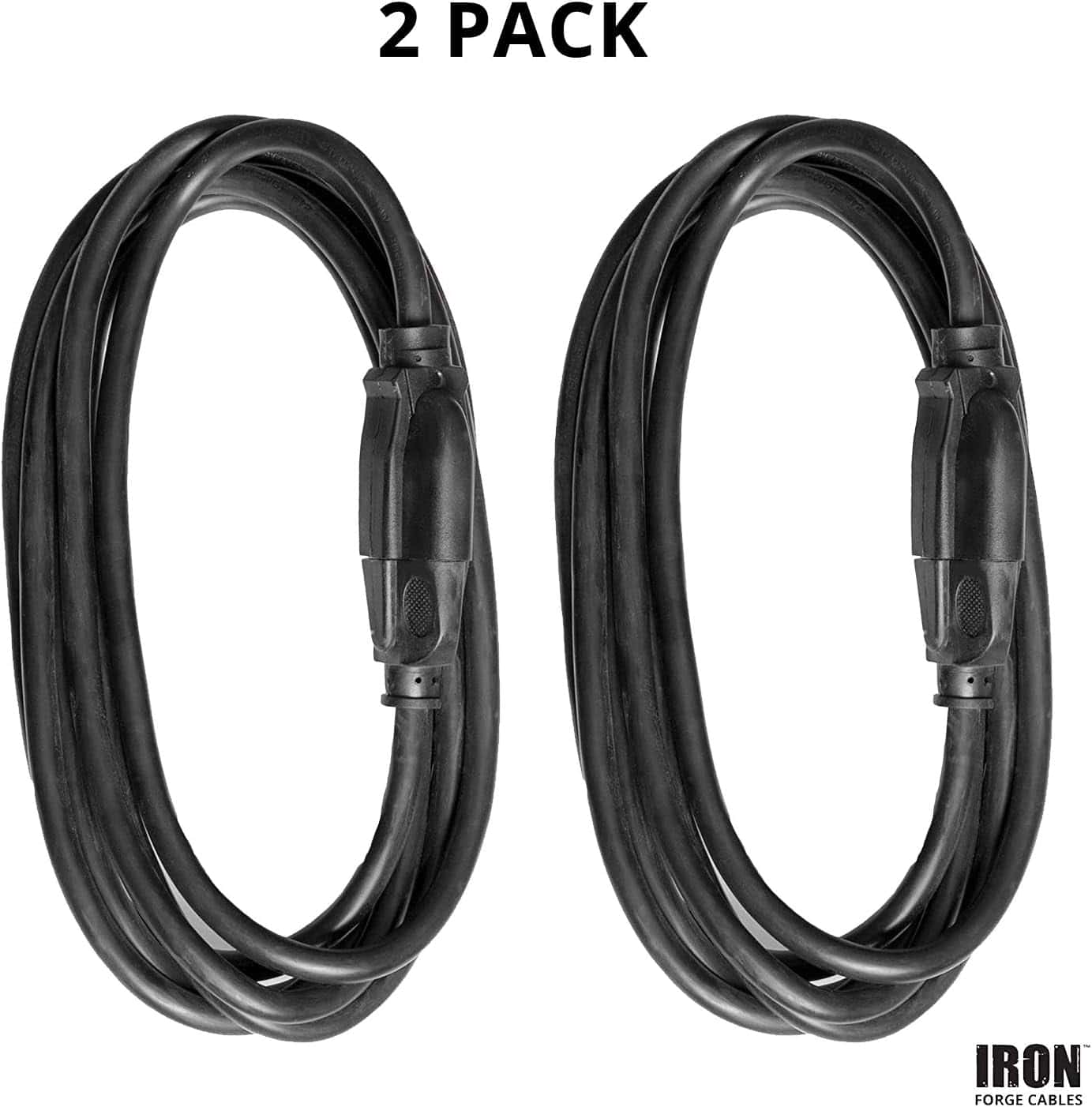 2 Pack of 6 Ft Outdoor Extension Cords – 16 3 Heavy Duty Black Extension Cord Pack 2