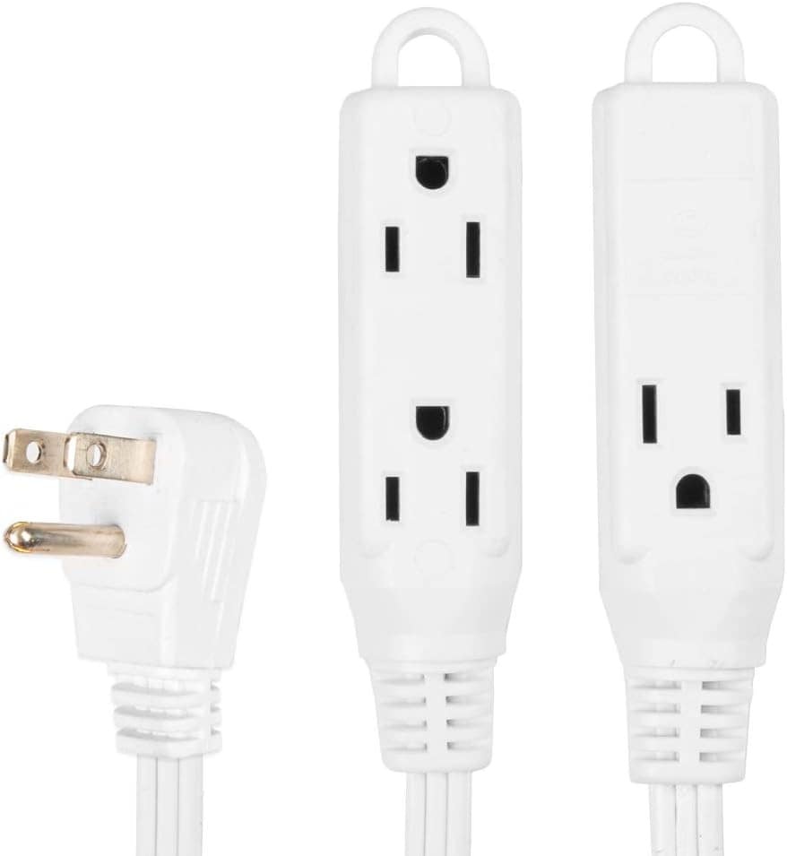 6 Ft Extension Cord with 3 Electrical Power Outlet – 16 3 Durable White Cable 1