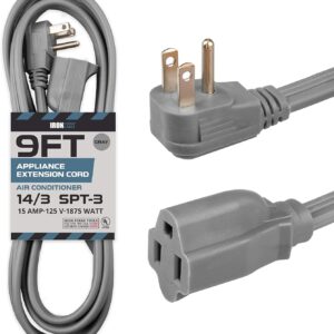 9-Ft-Appliance-Extension-Cord-Heavy-Duty-Gray-14-Gauge-3-Prong-SPT-3-Cable-for-Air-Conditioner-or-Refrigerator