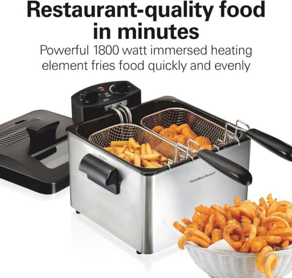 Hamilton-Beach-Triple-Basket-Electric-Deep-Fryer-4.7-Quarts-19-Cups-Oil-Capacity-Lid-with-View-Window-Professional-Style-1800-Watts-Stainless-Steel-35034