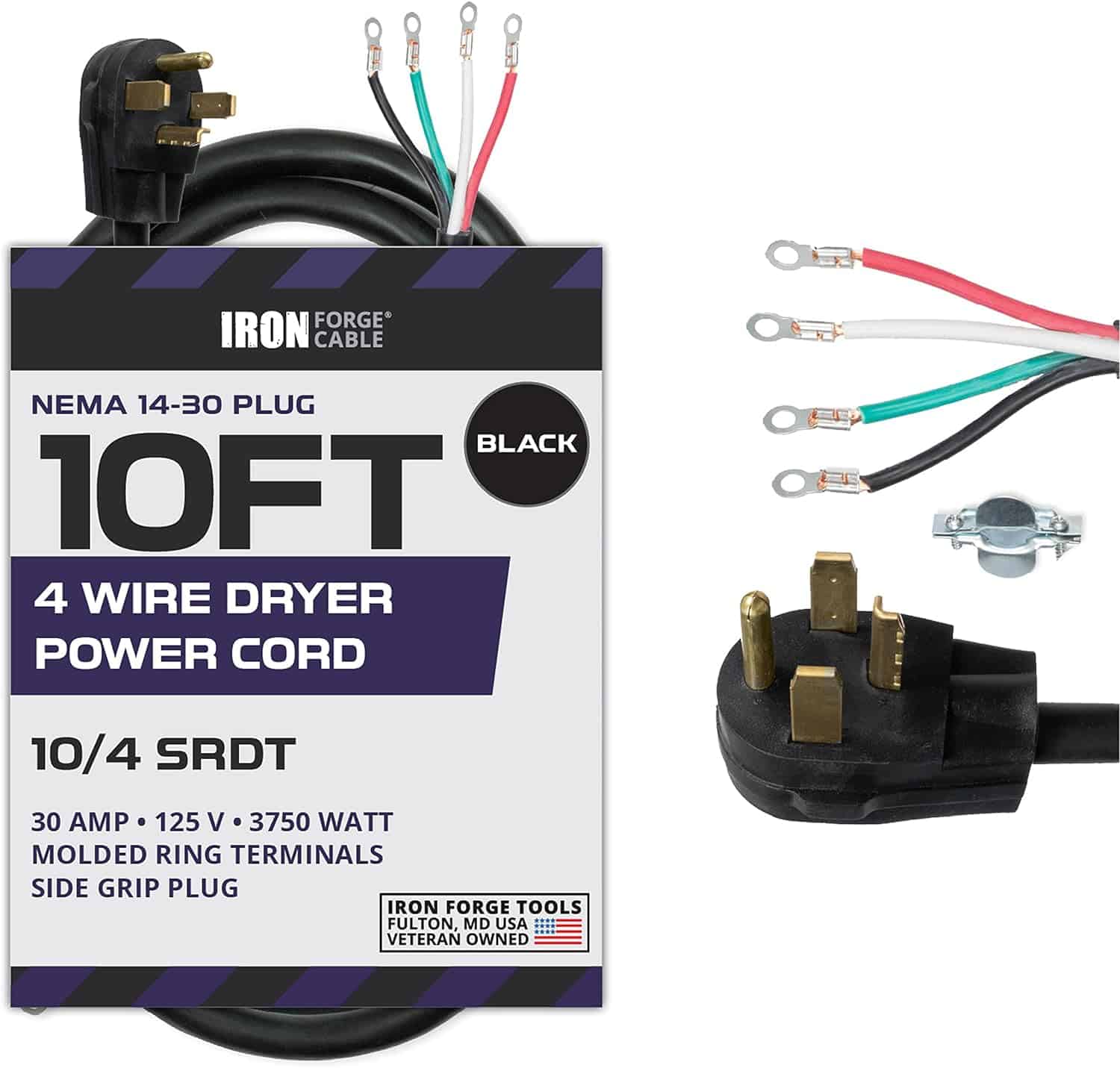 IRON-FORGE-CABLE-4-Prong-Dryer-Cord-10-Ft-Dryer-Extension-Cord-Power-Plug-10-4-SRDT-30-Amp-NEMA-14-30-Black