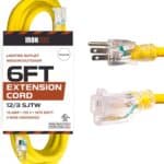 IRON-FORGE-CABLE-6-Foot-Lighted-Outdoor-Extension-Cord-12-3-SJTW-Heavy-Duty-Yellow-Extension-Cable-with-3-Prong-Grounded-Plug-for-Safety-15-AMP-Great-for-Garden-and-Major-Appliances