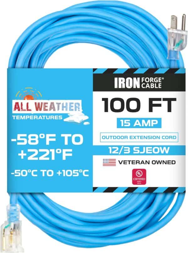 Iron-Forge-Cable-100-Ft-All-Weather-Extension-Cord-Stays-Flexible-in-Extreme-Cold-Hot-Temperatures-from-58°F-to-221°F-12-3-SJEOW-Heavy-Duty
