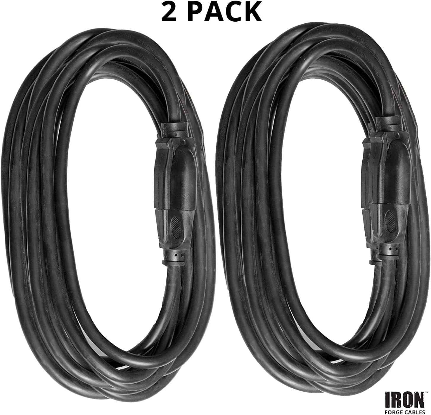 Iron Forge Cable 2 Pack 25 Ft Extension Cord, 1 63 Black 25 Foot Extension Cord Indoor Outdoor Use, 3 Prong Multipack Weatherproof Extension Cord Gr 2