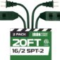 Iron-Forge-Cable-20-Ft-Green-Extension-Cord-with-3-Outlets-16-2-Indoor-Extension-Cord-with-Multiple-Outlets-13-AMP-2-Prong-Electrical-Cable-for-Home-Office-Household-Appliances