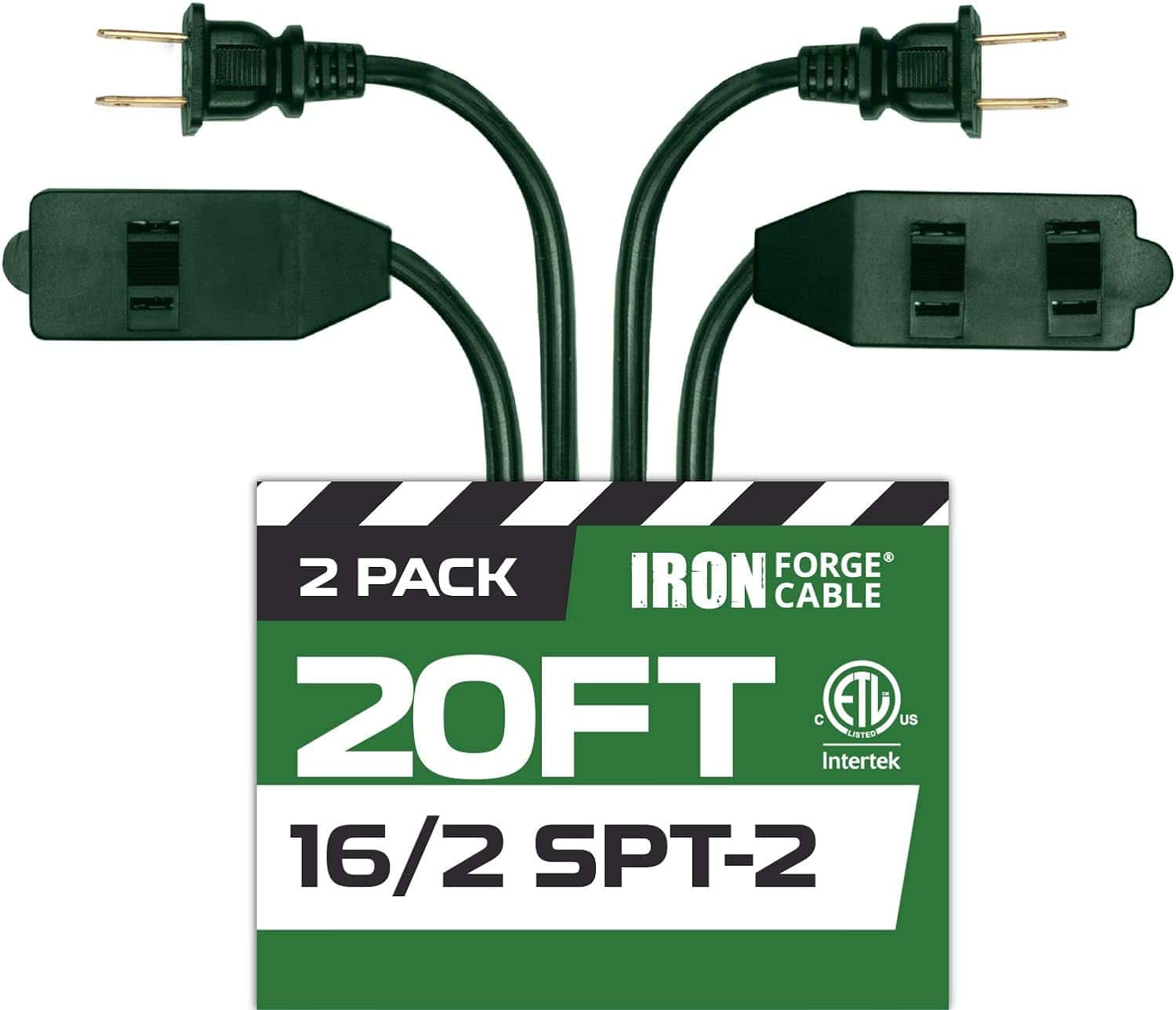 Iron-Forge-Cable-20-Ft-Green-Extension-Cord-with-3-Outlets-16-2-Indoor-Extension-Cord-with-Multiple-Outlets-13-AMP-2-Prong-Electrical-Cable-for-Home-Office-Household-Appliances