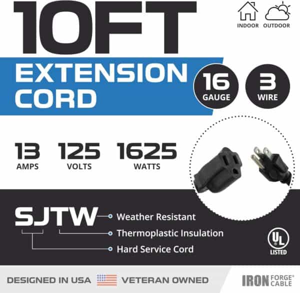 Iron-Forge-Cable-Black-Extension-Cord-10-Ft-2-Pack-16-3-Outdoor-Extension-Cord-3-Prong-13-AMP-SJTW-Weatherproof-Exterior-Power-Cable-10-Foot-Great-for-Outdoor-Lights-Decoration-Leaf-Blower