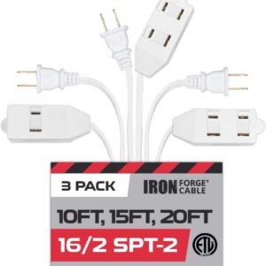 Iron-Forge-Cable-White-Extension-Cord-3-Pack10ft-15ft-20ft-16-2-Indoor-Extension-Cord-with-Multiple-Outlets-13-AMP-2-Prong-Electrical-Cable-for-Home-Office-Household-Appliances