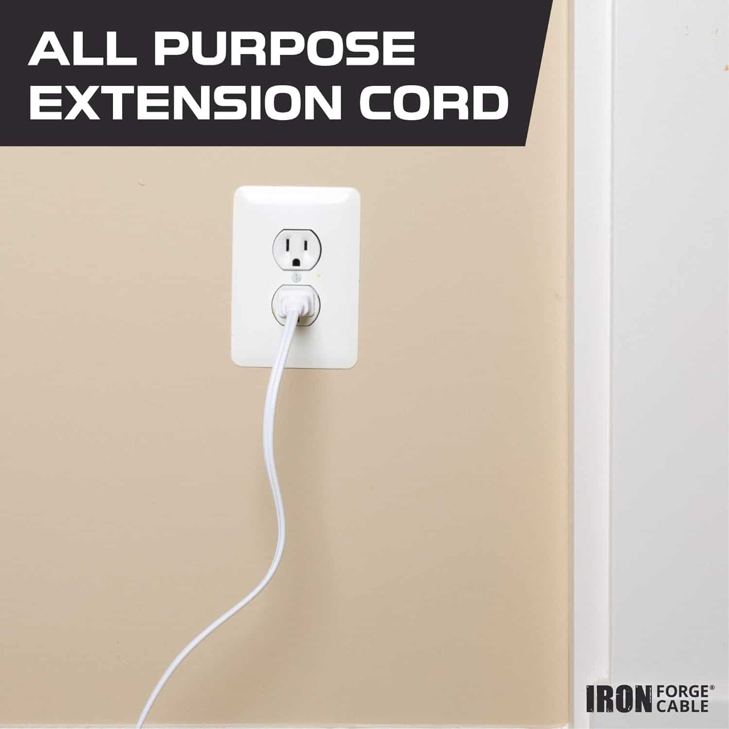 Iron Forge Cable White Extension Cord 3 Pack,10ft 15ft & 20ft, 16 2 Indoor Extension Cord with Multiple Outlets 13 AMP 2 Prong Electrical Cable for Home Office Household Appliances 3