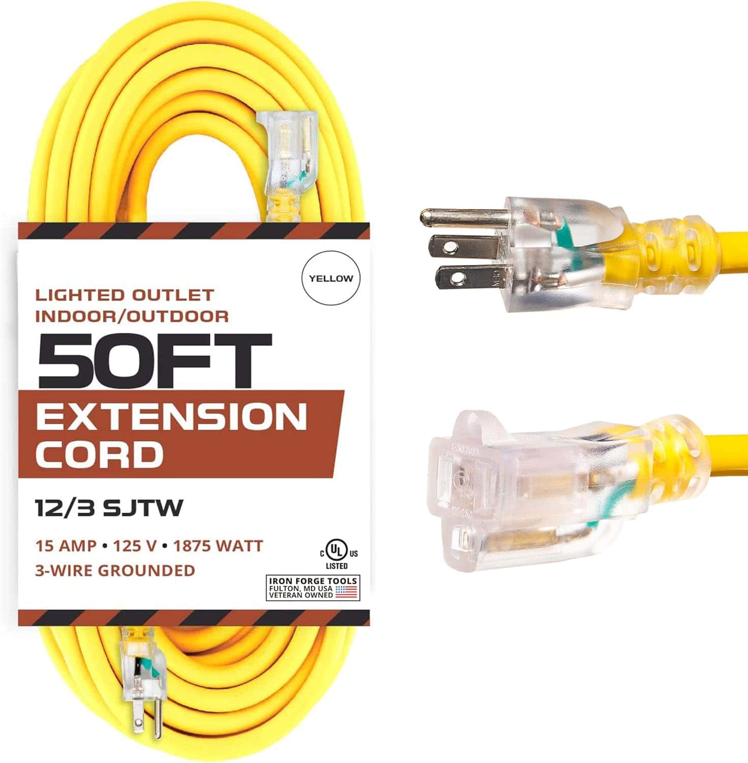 Iron-Forge-Outdoor-Lighted-Extension-Cord-50-Ft-12-3-SJTW-Heavy-Duty-15-AMP-Yellow-Extension-Cable-with-3-Prong-Grounded-Safety-Plug-12-Gauge-Extension-Cord-for-Garden-Major-Electric-Appliances
