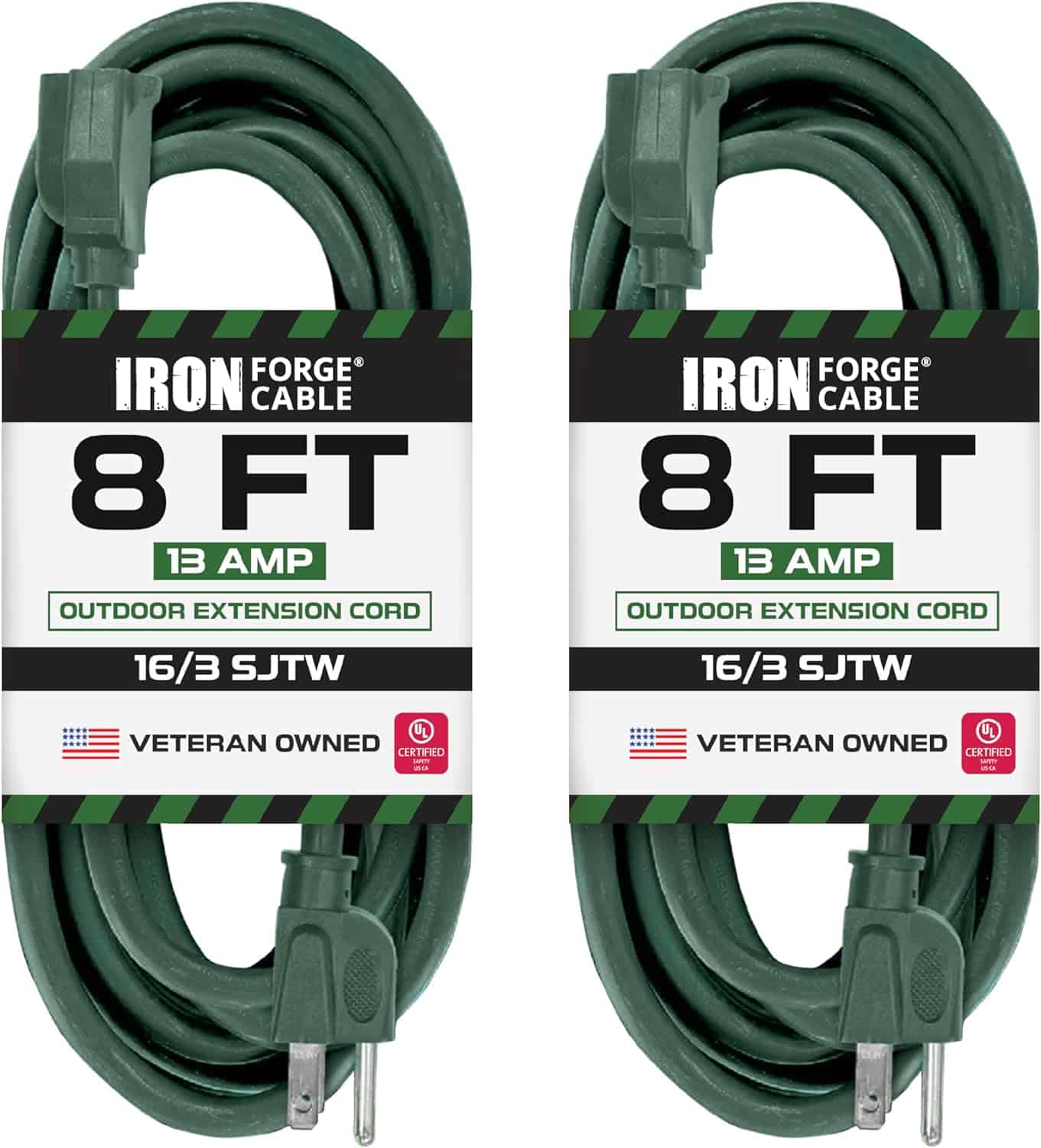 Irong-Forge-Cable-8-Foot-Green-Outdoor-Extension-Cord-2-Pack-16-3-Indoor-Outdoor-Use-3-Prong-Weatherproof-Exterior-Great-for-Garden-Landscaping