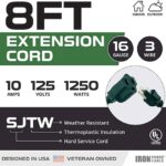 Irong-Forge-Cable-8-Foot-Green-Outdoor-Extension-Cord-2-Pack-16-3-Indoor-Outdoor-Use-3-Prong-Weatherproof-Exterior-Great-for-Garden-Landscaping