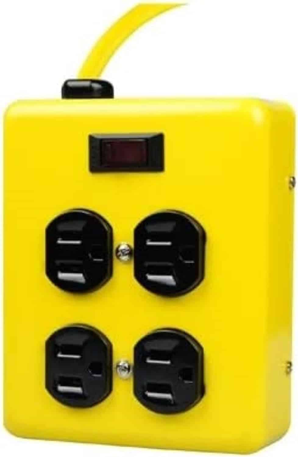 Yellow Jacket 2177N Metal Power Block with 4 Outlets and Lighted Switch 4-foot Cord 1