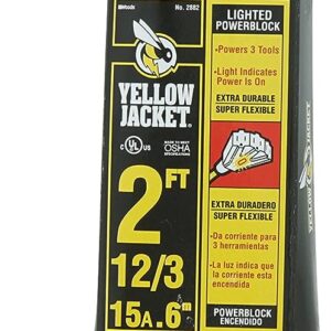 Yellow-Jacket-2882-12-3-Heavy-Duty-15-Amp-125-Volts-1875-Watts-Premium-SJTW-Contractor-Grade-3-Outlet-Extension-Cord-with-Lighted-End-2-Feet-Yellow-UL-Listed-2-Foot…
