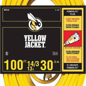 Yellow-Jacket-2888-UL-Listed-14-3-13-Amp-Premium-SJTW-100-30.5M-Extension-Cord-with-Grounded-3-prong-Lighted-Receptacle-End-100-Foot-Yellow-1